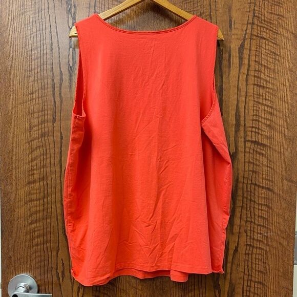 Catherines bright salmon pink gathered‎ scoop neck stretch tunic tank - Picture 5 of 6